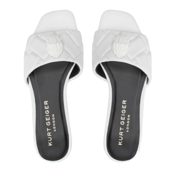 Kurt Geiger Kensington Flat Slide Sandal White - Picture 4 of 12